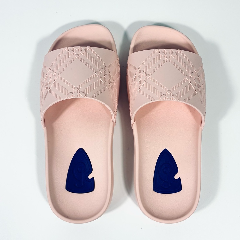 Burberry Dive Embossed Check Pool Slide Sandals Pink Gloss 40 10 NEW